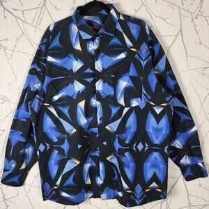 Signum Blue Artsy Kaleidoscope Print 100% Cotton Button Front Shirt